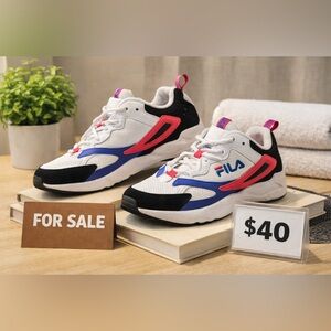 Fila Women's White, Pink, and Blue Athletic Shoes